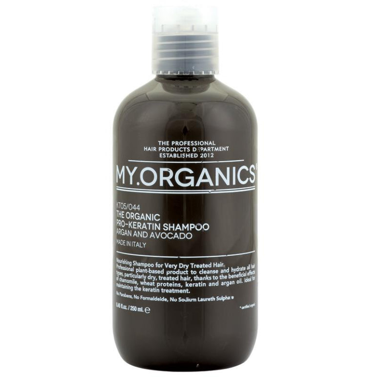 My Organics Pro-Keratin Shampoo with Argan & Avocado 250ml front image on Livehealthy HK imported from Australia