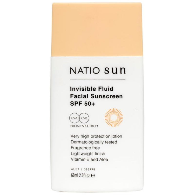 Natio Invisible Face Fluid Sunscreen SPF 50+ 60ml front image on Livehealthy HK imported from Australia