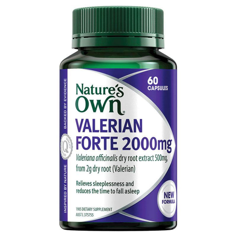 Nature's Own Valerian Forte 2000mg 60 Capsules NEW front image on Livehealthy HK imported from Australia