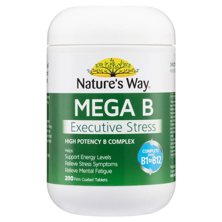 Nature's Way Mega B 200 Tablets front image on Livehealthy HK imported from Australia