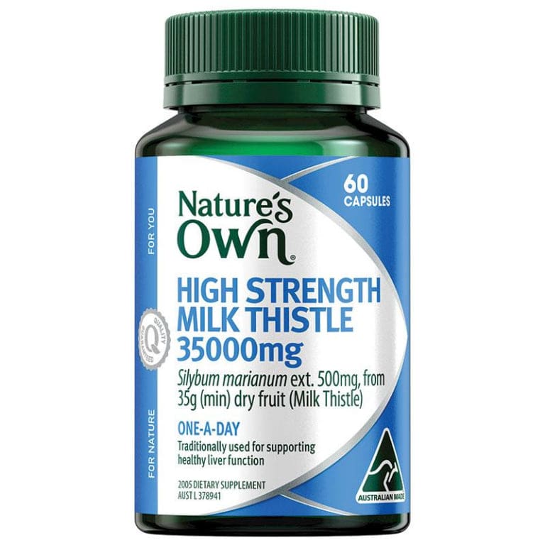 Natures Own Milk Thistle 35000mg 60 Capsules NEW front image on Livehealthy HK imported from Australia