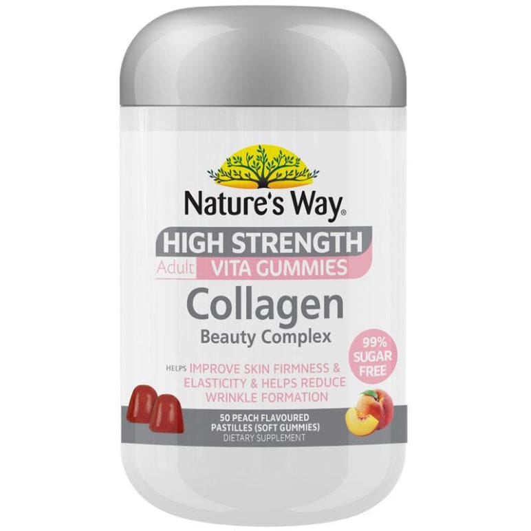 Natures Way Adult Vita Gummies Sugar Free High Strength Collagen 50 Gummies front image on Livehealthy HK imported from Australia