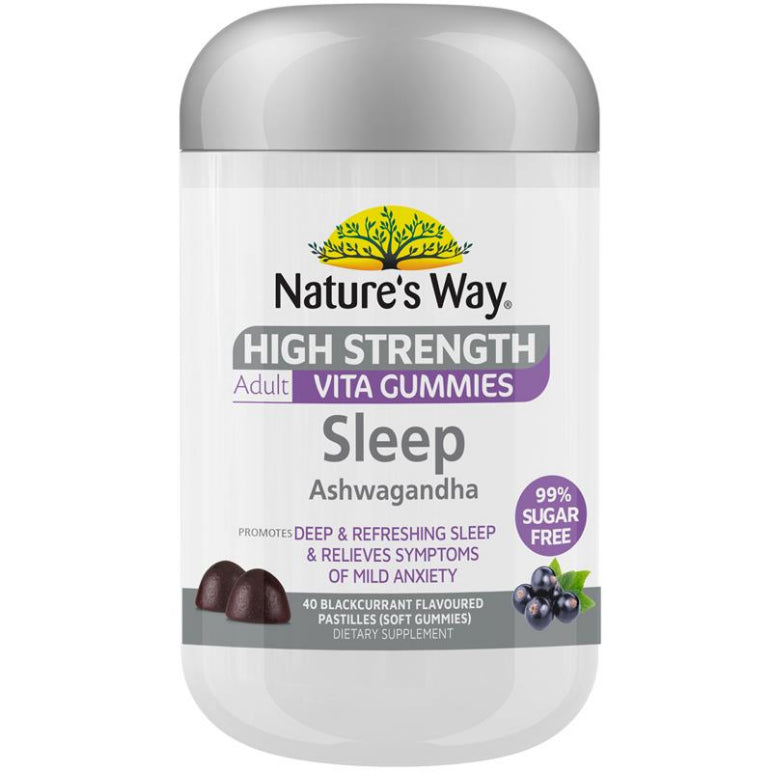 Natures Way Adult Vita Gummies Sugar Free High Strength Sleep 40 Gummies front image on Livehealthy HK imported from Australia