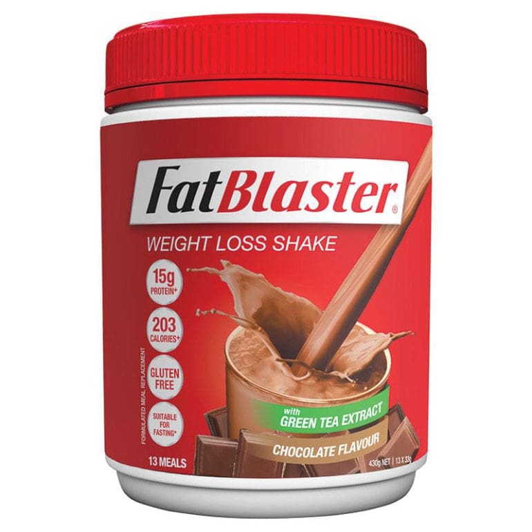 Naturopathica Fatblaster Less Sugar Chocolate Shake 430g front image on Livehealthy HK imported from Australia