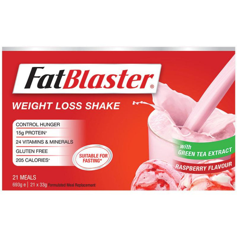 Naturopathica Fatblaster Weight Loss Shake Raspberry 21 x 33g Sachets front image on Livehealthy HK imported from Australia