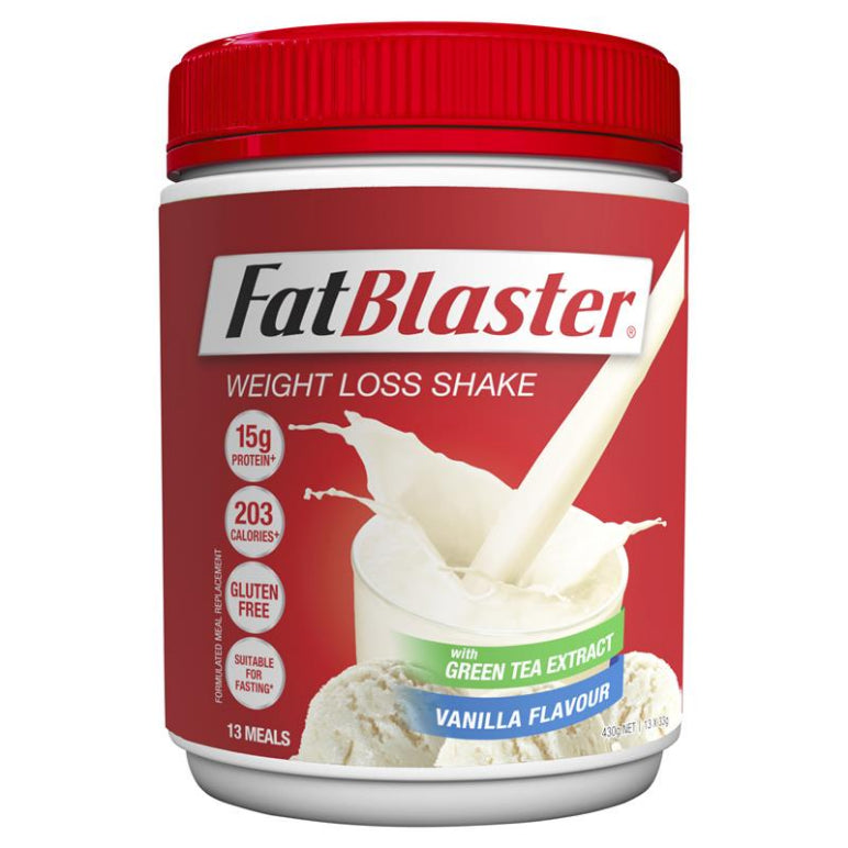 Naturopathica Fatblaster Less Sugar Vanilla Shake 430g front image on Livehealthy HK imported from Australia