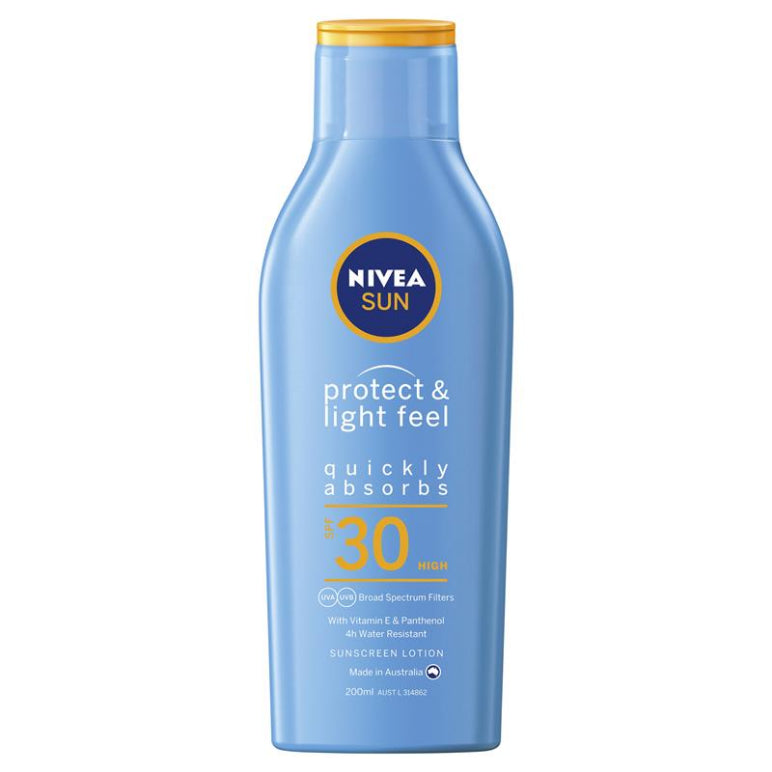 NIVEA Sun Protect & Light Feel SPF30 Sunscreen Lotion 200ml front image on Livehealthy HK imported from Australia