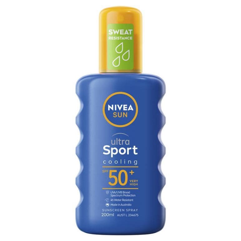 NIVEA Sun Ultra Sport Cooling SPF50+ Sunscreen Spray 200ml front image on Livehealthy HK imported from Australia