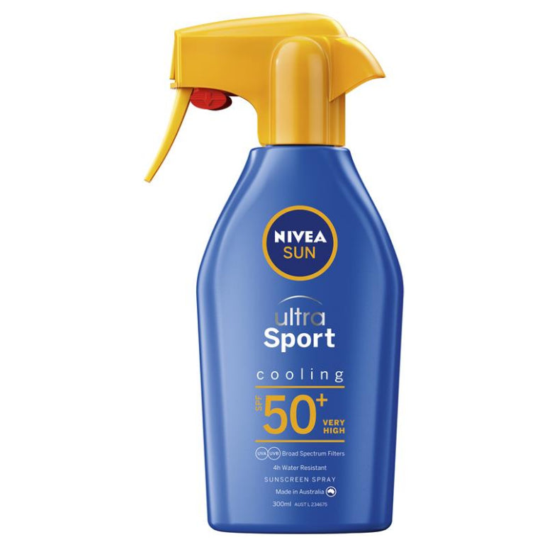 NIVEA Sun Ultra Sport Cooling SPF50+ Sunscreen Trigger 300ml front image on Livehealthy HK imported from Australia