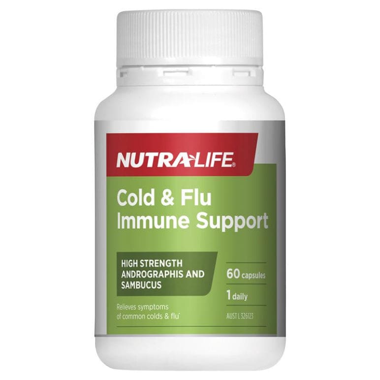 Nutra-Life Cold & Flu Immune Support 60 Capsules front image on Livehealthy HK imported from Australia