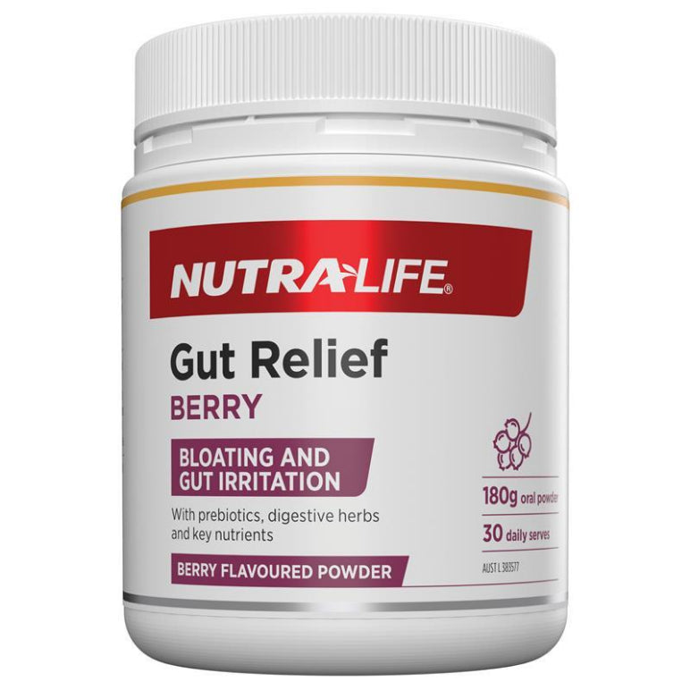 Nutra-Life Gut Relief Berry 180g front image on Livehealthy HK imported from Australia