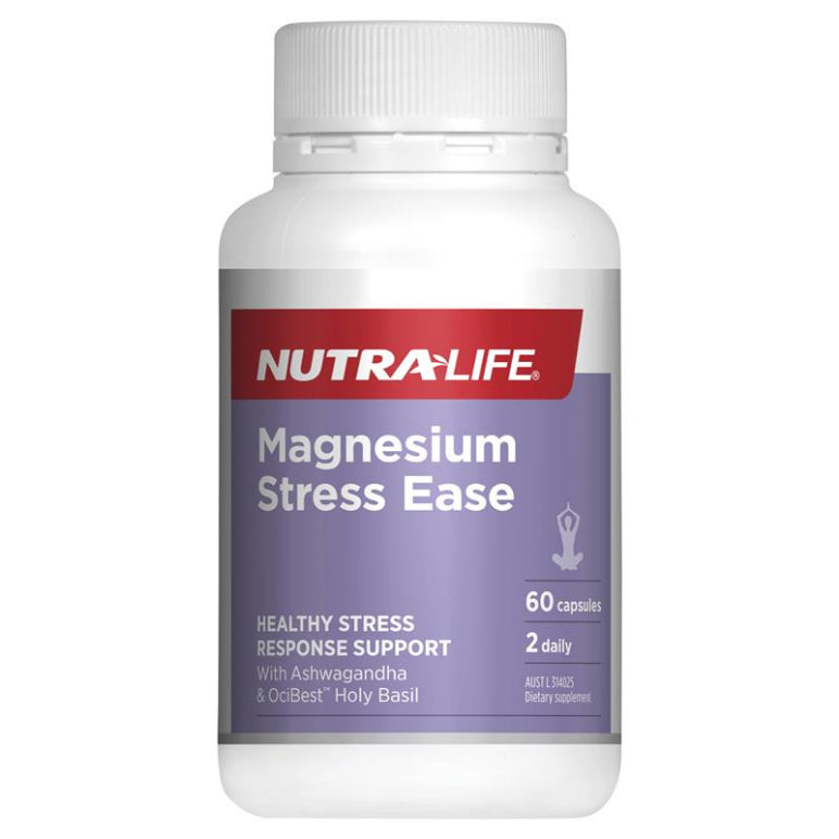 Nutra-Life Magnesium Stress Ease 60 Capsules front image on Livehealthy HK imported from Australia