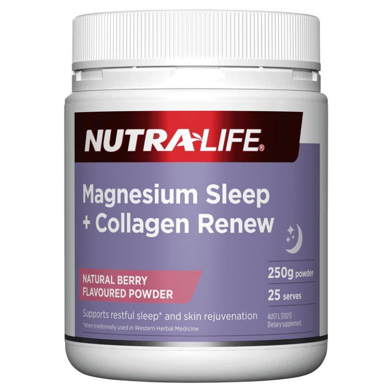NutraLife Magnesium Sleep + Collagen Renew Berry Flavoured Powder 250g front image on Livehealthy HK imported from Australia