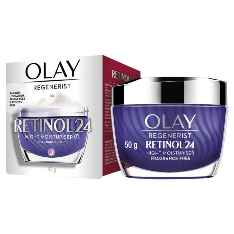 Olay Regenerist Retinol 24 Night Face Cream Moisturiser Fragrance Free 50g front image on Livehealthy HK imported from Australia