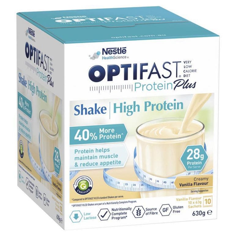 Optifast Protein Plus Shake Vanilla 63g x 10 Sachets front image on Livehealthy HK imported from Australia