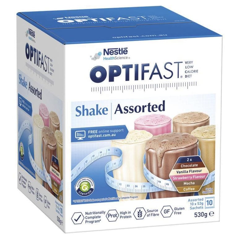 Optifast VLCD Shake Assorted Pack 10 x 53g front image on Livehealthy HK imported from Australia