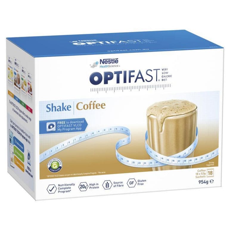 Optifast VLCD Shake Coffee 18 x 53g front image on Livehealthy HK imported from Australia