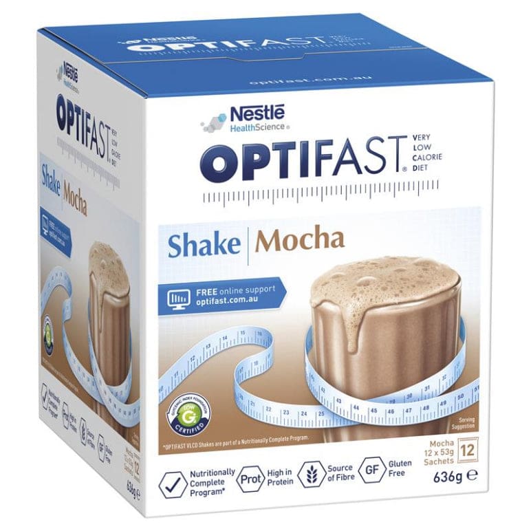 Optifast VLCD Shake Mocha 12 x 53g front image on Livehealthy HK imported from Australia