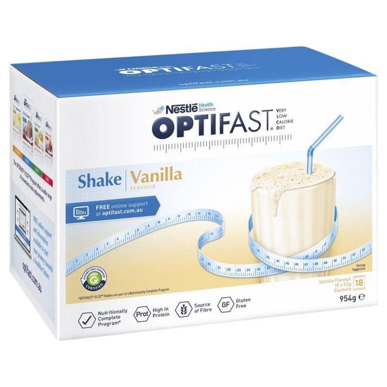 Optifast VLCD Shake Vanilla 18 x 53g front image on Livehealthy HK imported from Australia
