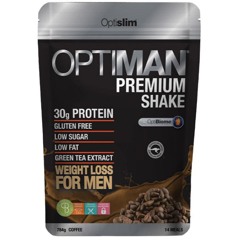 Optislim Optiman Premium Shake Coffee 784g front image on Livehealthy HK imported from Australia