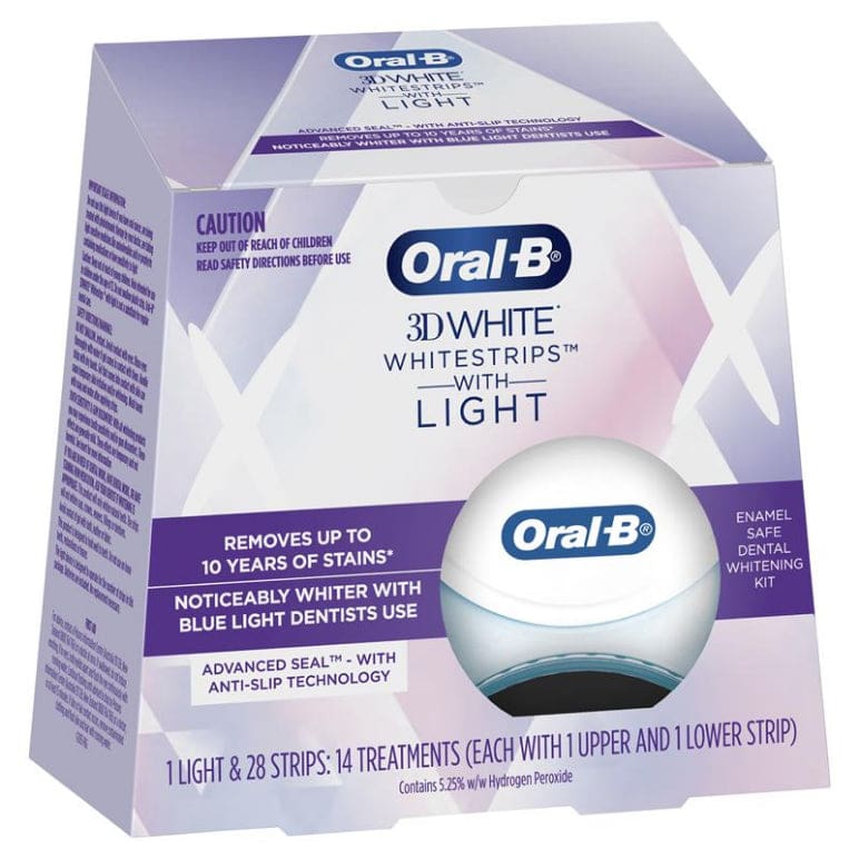 Oral B 3D White Strips Teeth Whitening 14 Treatments + LED Light Kit front image on Livehealthy HK imported from Australia