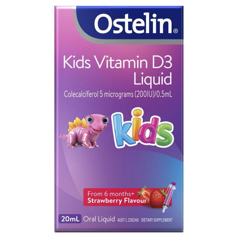 Ostelin Kids Vitamin D Liquid - D3 for Childrens Bone Health & Immune Support - 20mL front image on Livehealthy HK imported from Australia