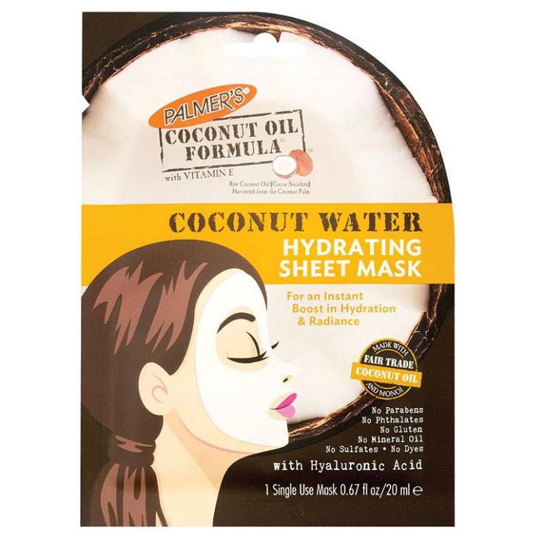 Palmer's Coconut Oil Hydrating Facial Sheet Mask 20ml front image on Livehealthy HK imported from Australia