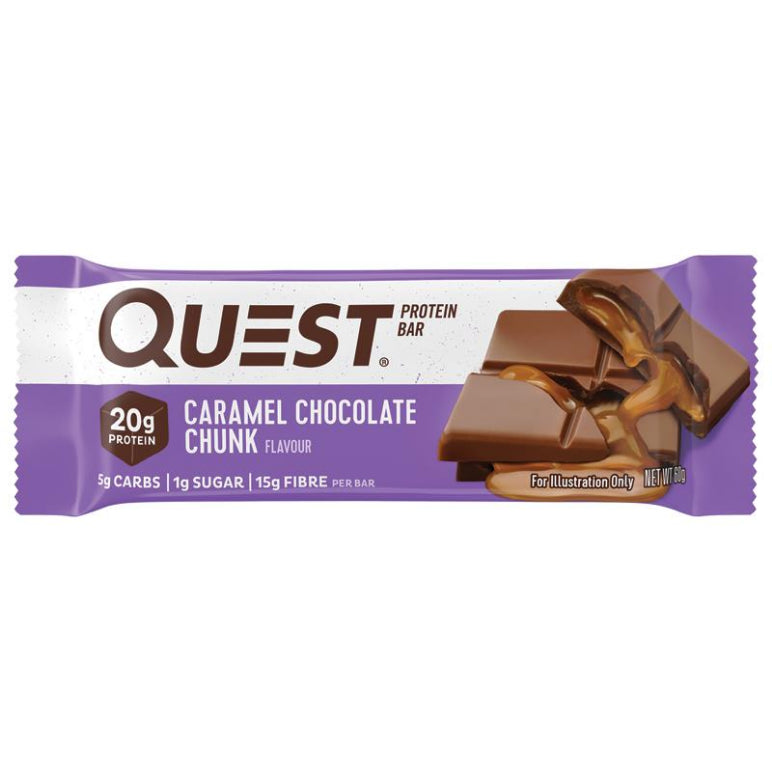 Quest Protein Bar Caramel Chocolate 60g front image on Livehealthy HK imported from Australia