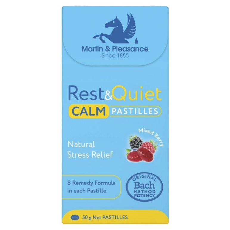 Rest & Quiet Calm Pastilles Mixed Berry 50g front image on Livehealthy HK imported from Australia