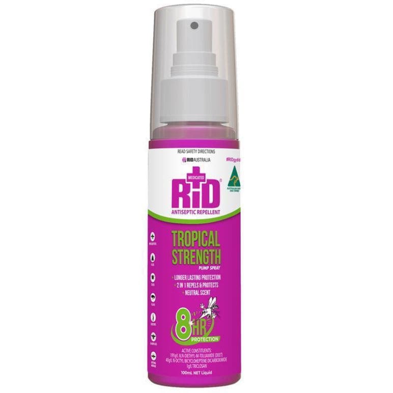Rid Tropical Strength Antiseptic Insect Repellent Pump Spray 100ml front image on Livehealthy HK imported from Australia