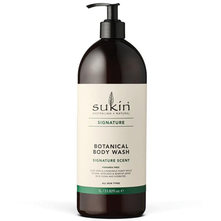 Sukin Signature Botanical Body Wash Pump 1 Litre front image on Livehealthy HK imported from Australia