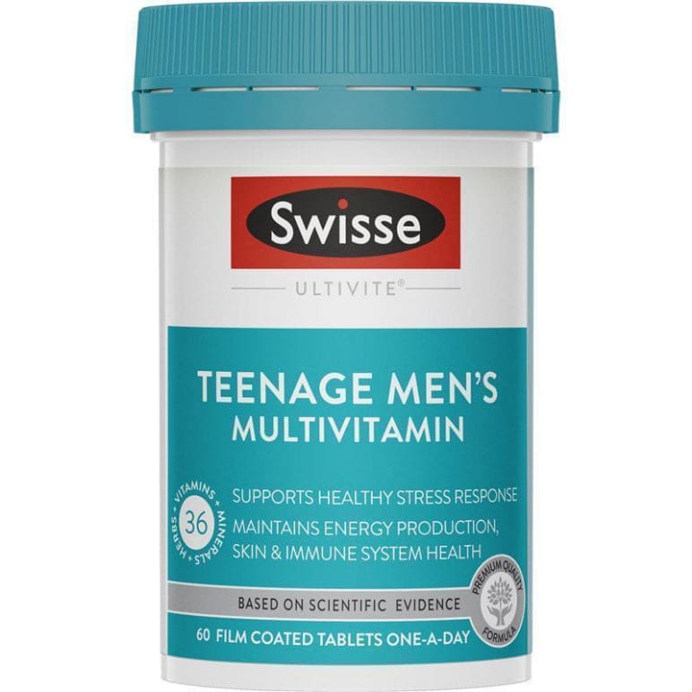 Swisse Teenage Ultivite Men's Multivitamin 60 Tablets front image on Livehealthy HK imported from Australia