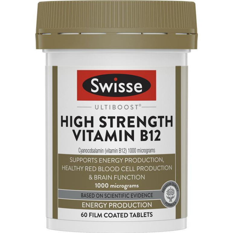 Swisse Vitamin B12 60 Tablets front image on Livehealthy HK imported from Australia