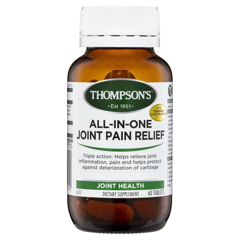 Thompson's All In One Joint Pain Relief 60 Tablets front image on Livehealthy HK imported from Australia