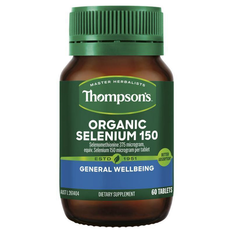 Thompsons Organic Selenium 150 60 Tablets front image on Livehealthy HK imported from Australia