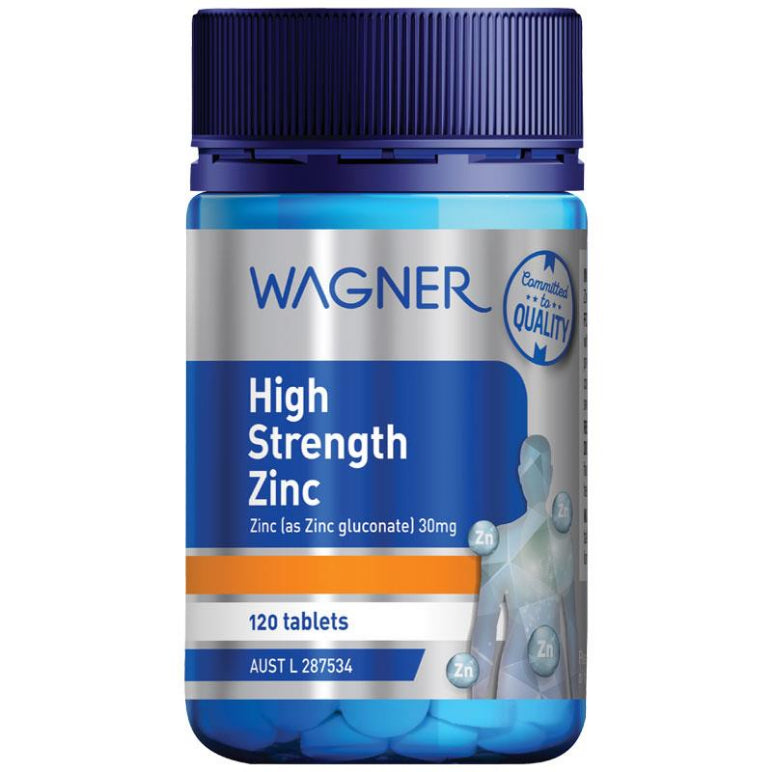 Wagner High Strength Zinc 120 Tablets front image on Livehealthy HK imported from Australia