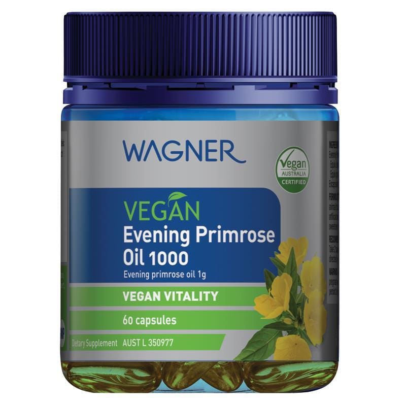 Wagner Vegan Evening Primrose Oil 1000mg 60 Capsules front image on Livehealthy HK imported from Australia