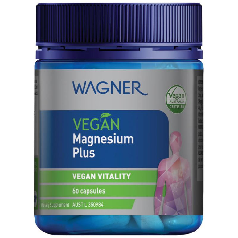 Wagner Vegan Magnesium Plus 60 Capsules front image on Livehealthy HK imported from Australia
