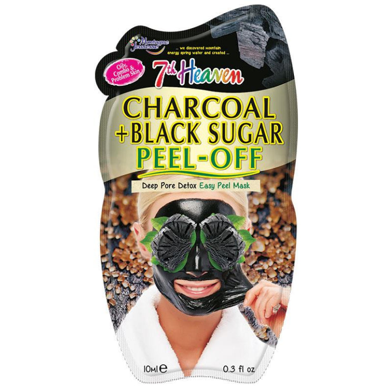 7th Heaven Charcoal and Black Sugar Peel Off Mask 10ml front image on Livehealthy HK imported from Australia