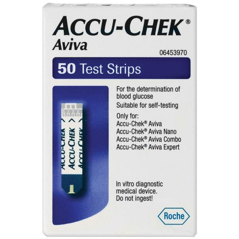 Accu-Chek Aviva Blood Glucose Test Strips 50 front image on Livehealthy HK imported from Australia
