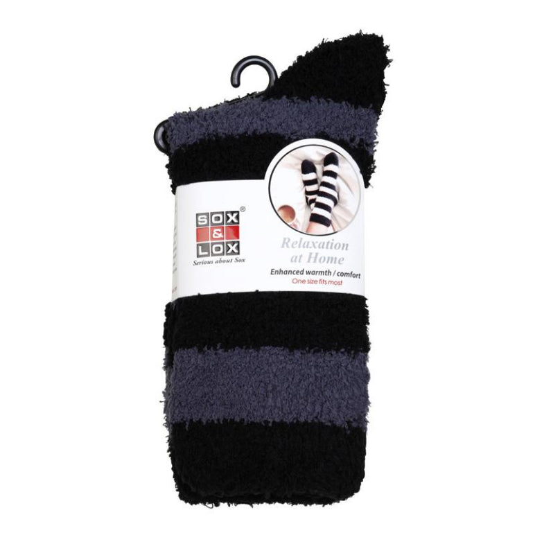 Adults Bed Socks Stripe Black and Grey front image on Livehealthy HK imported from Australia