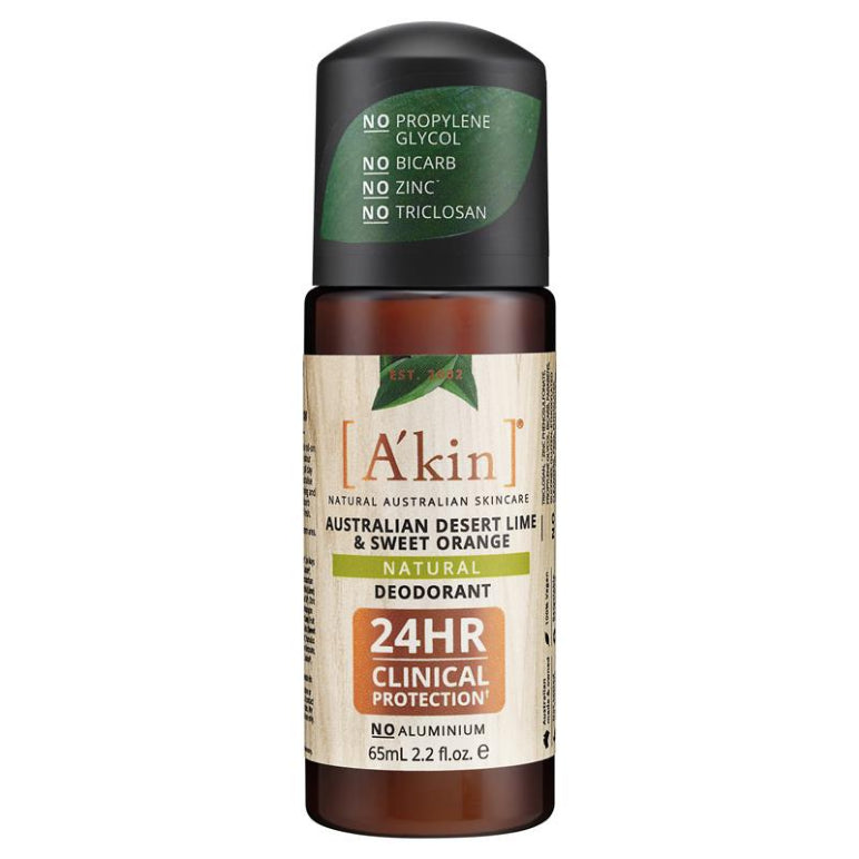 Akin Australian Desert Lime & Sweet Orange Deodorant Roll On 65ml front image on Livehealthy HK imported from Australia