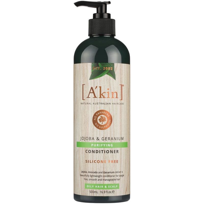 Akin Purifying Jojoba & Geranium Conditioner 500ml front image on Livehealthy HK imported from Australia