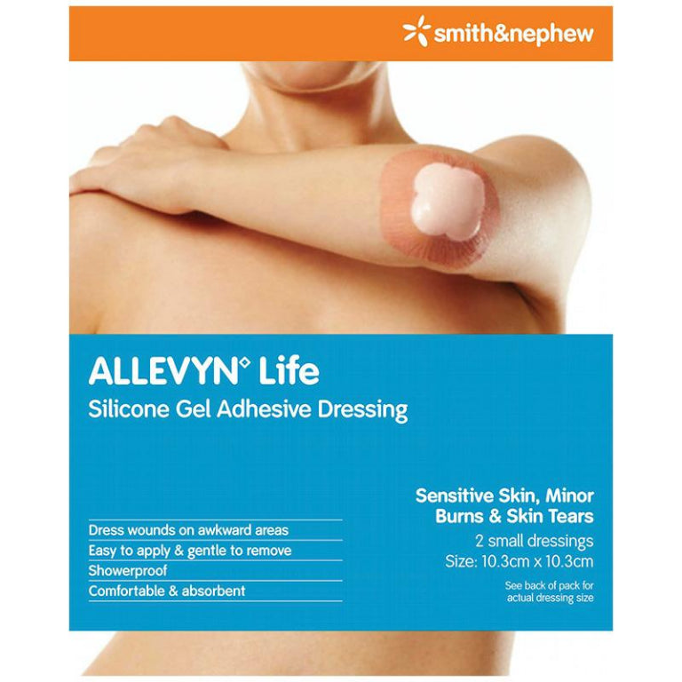Allevyn Life Small 10.3cm X 10.3cm 2 Pack front image on Livehealthy HK imported from Australia