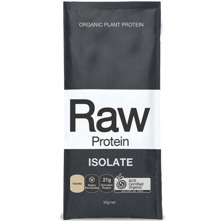 Amazonia RAW Protein Isolate Vanilla Sachet 30g front image on Livehealthy HK imported from Australia