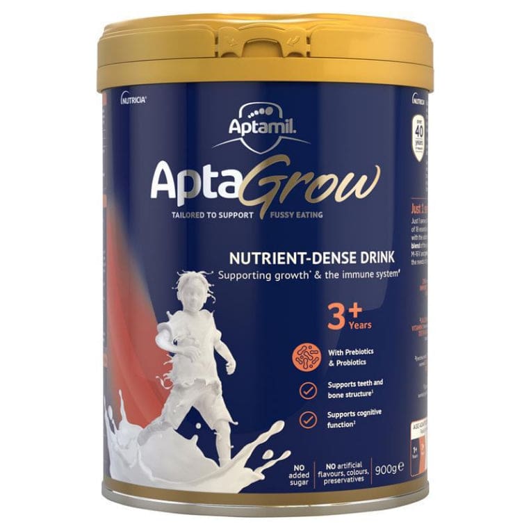 AptaGrow Nutrient-Dense Milk Drink From 3+ Years 900g front image on Livehealthy HK imported from Australia