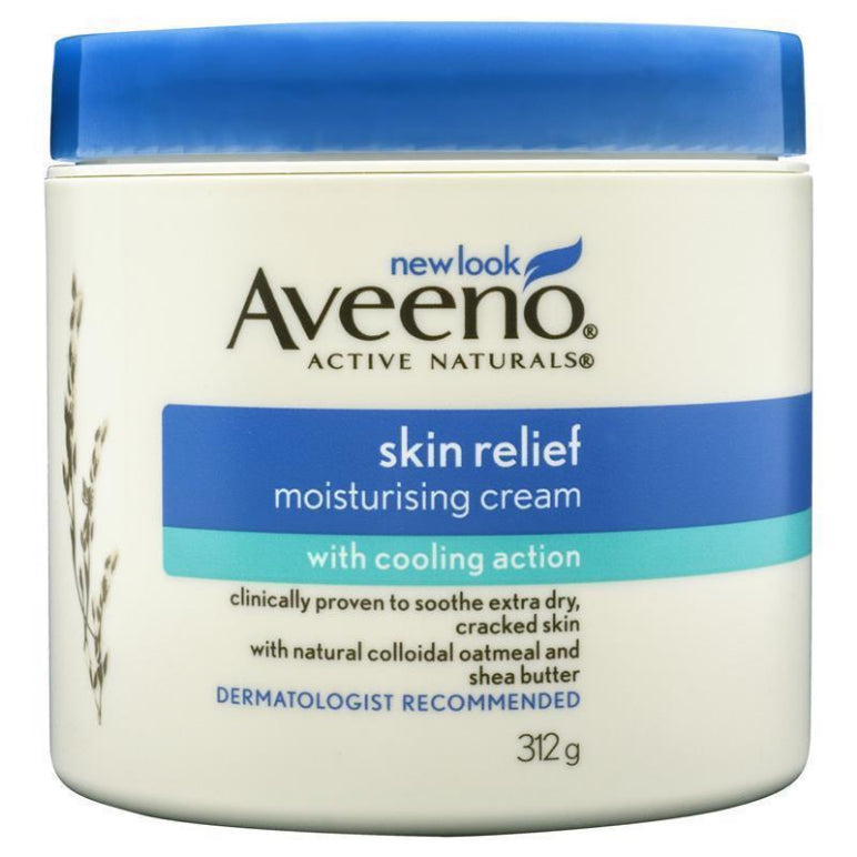 Aveeno Active Naturals Skin Relief Fragrance Free Moisturising Cream 312g front image on Livehealthy HK imported from Australia