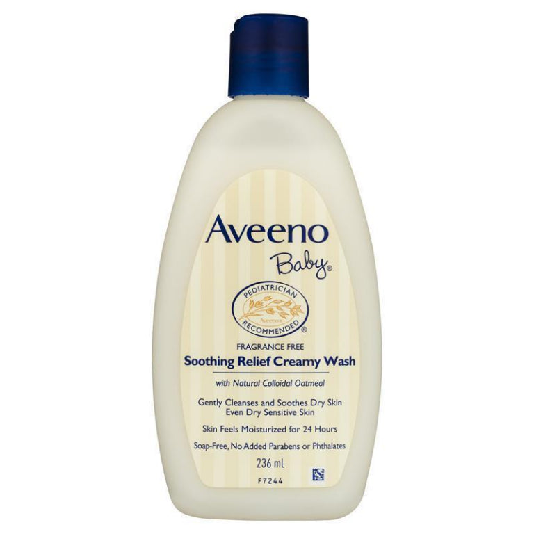 Aveeno Baby Soothing Relief Fragrance Free Creamy Wash 236mL front image on Livehealthy HK imported from Australia