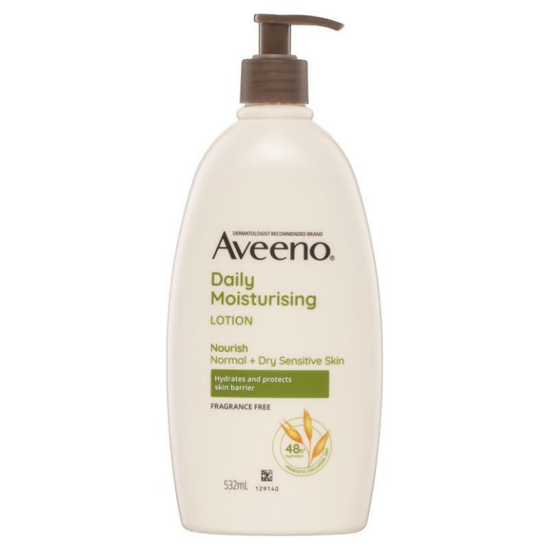 Aveeno Daily Moisturising Fragrance Free Body Lotion 532mL front image on Livehealthy HK imported from Australia