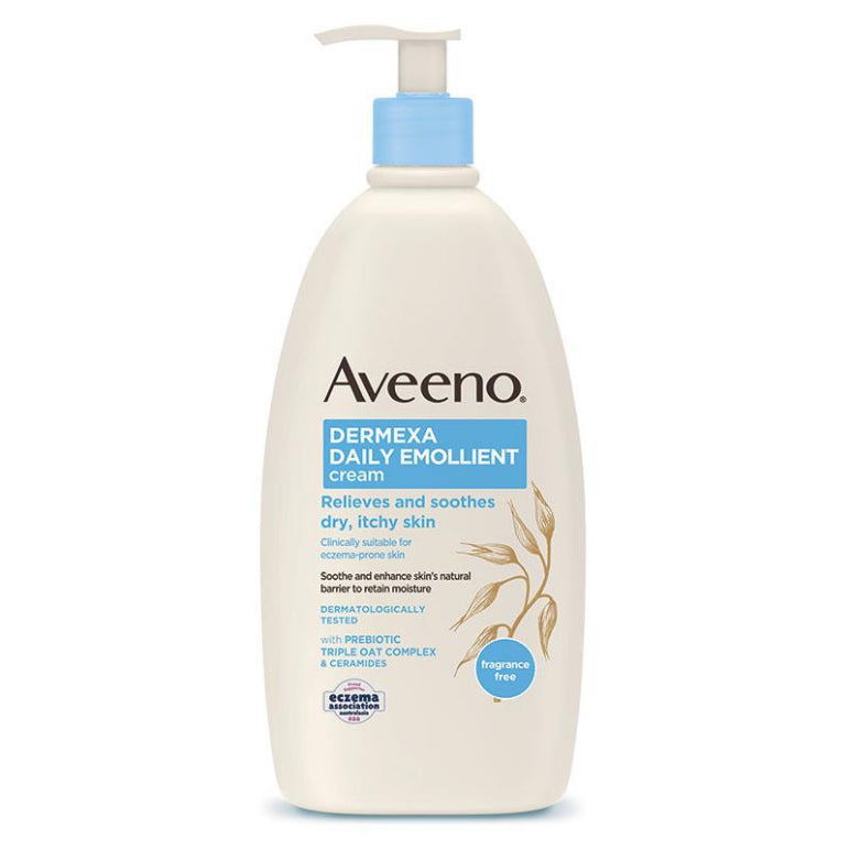 Aveeno Dermexa Daily Emollient Fragrance Free Cream 500mL front image on Livehealthy HK imported from Australia